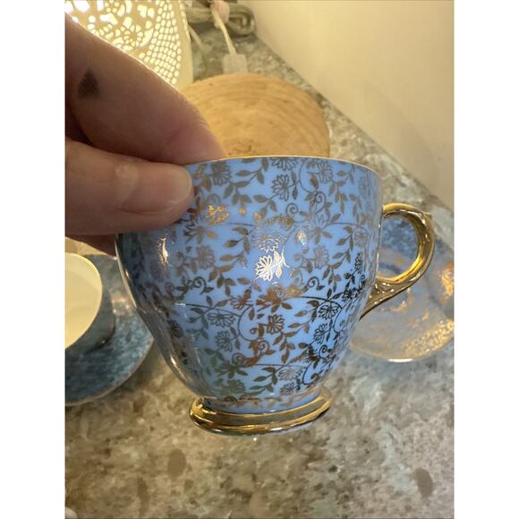 George Jones & Sons JON158 England Tea Cup/Saucer Gold Floral Lace Footed RARE 2 - Picture 13 of 15